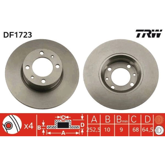 TRW Bremsscheibe DF1723 TRW Bremsscheibe DF1723