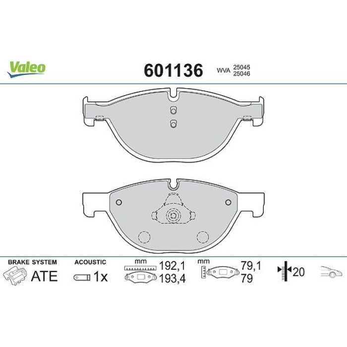 Valeo Bremsbelagsatz 601136 Valeo Bremsbelagsatz 601136