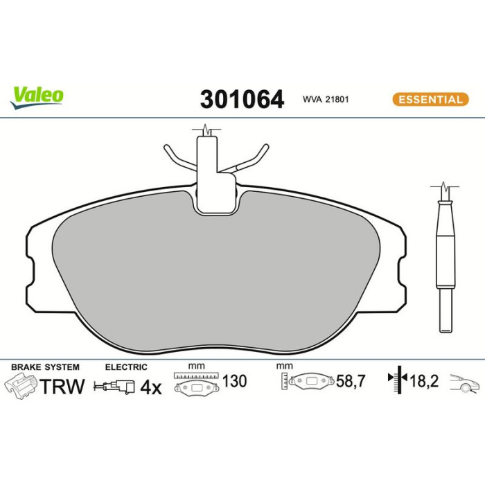 Valeo Bremsbelagsatz 301064 Valeo Bremsbelagsatz 301064
