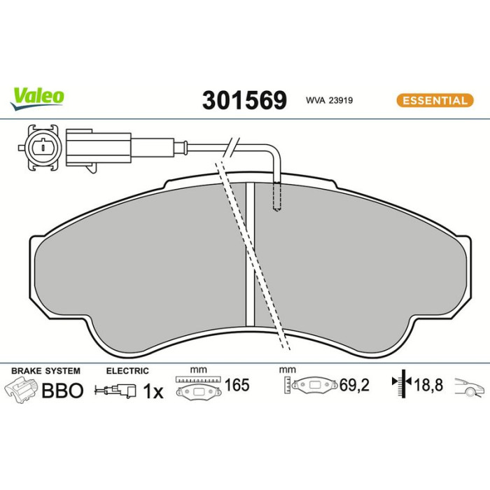Valeo Bremsbelagsatz 301569 Valeo Bremsbelagsatz 301569