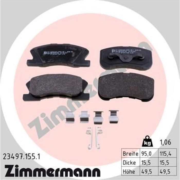 ZIMMERMANN Bremsbeläge 23497.155.1 ZIMMERMANN Bremsbeläge 23497.155.1
