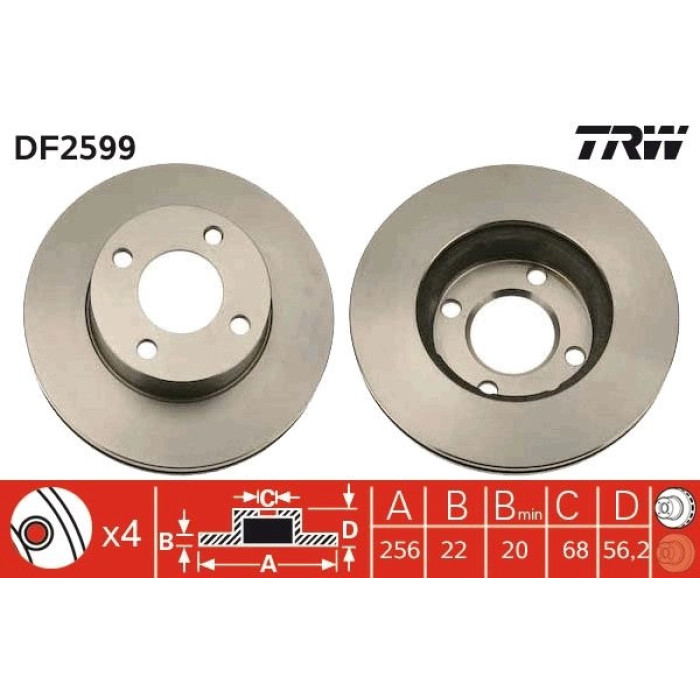 TRW Bremsscheibe DF2599 TRW Bremsscheibe DF2599