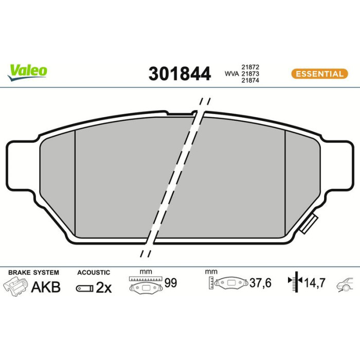 301844 Valeo Bremsbelagsatz 301844 301844 Valeo Bremsbelagsatz 301844