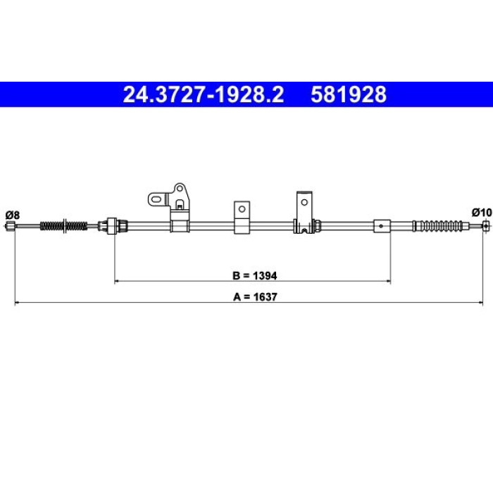 ATE Handbremsseil 24.3727-1928.2 ATE Handbremsseil 24.3727-1928.2