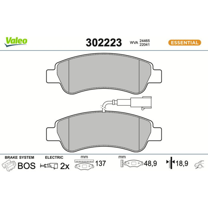 Valeo Bremsbelagsatz 302223 Valeo Bremsbelagsatz 302223