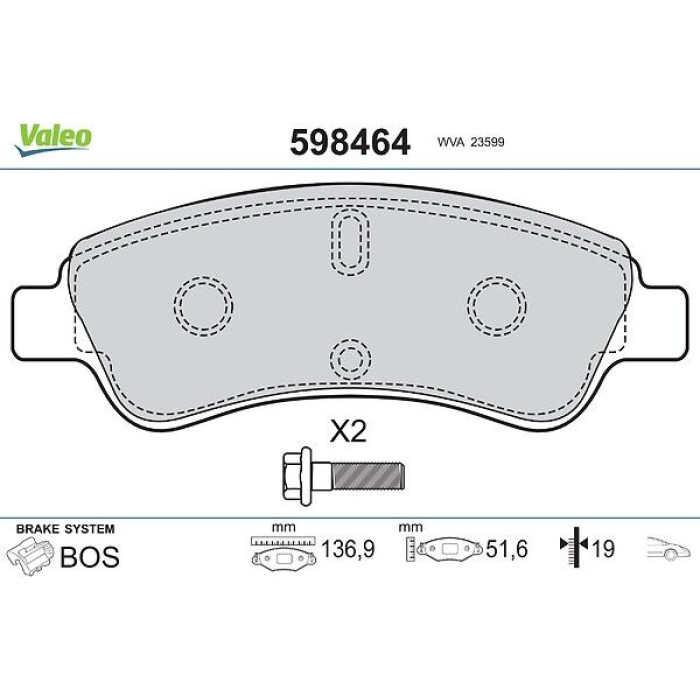 Valeo Bremsbelagsatz 598464 Valeo Bremsbelagsatz 598464