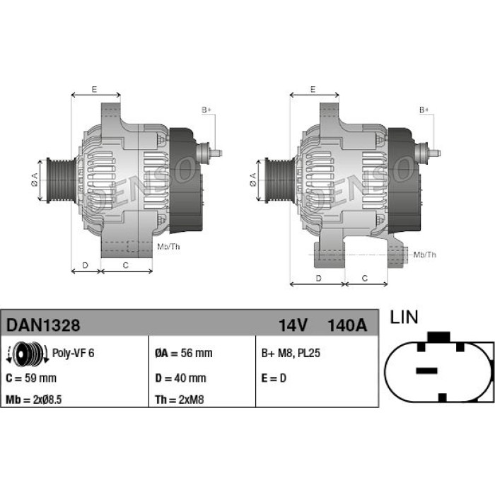 Denso Lichtmaschine DAN1328 Denso Lichtmaschine DAN1328