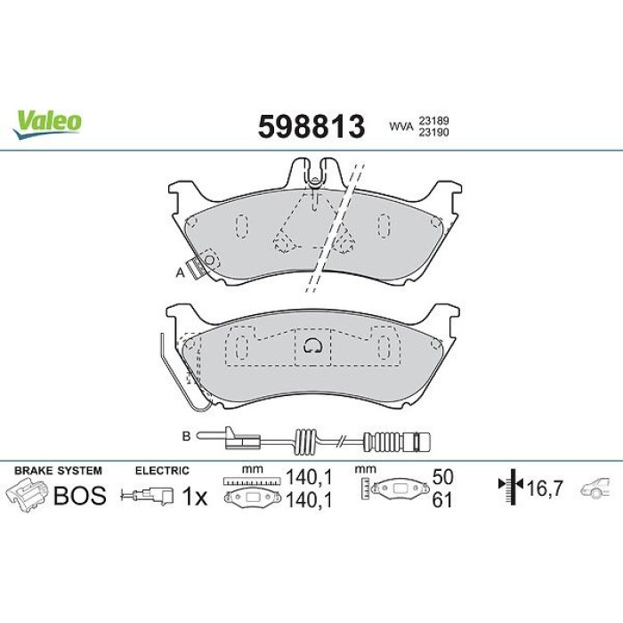 Valeo Bremsbelagsatz 598813 Valeo Bremsbelagsatz 598813