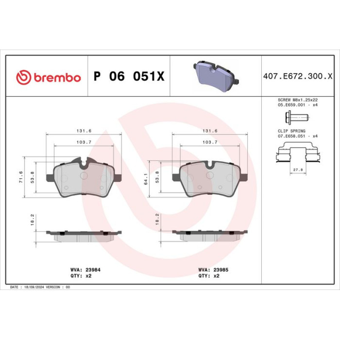 BREMBO Bremsklötze Xtra VA P 06 051X BREMBO Bremsklötze Xtra VA P 06 051X