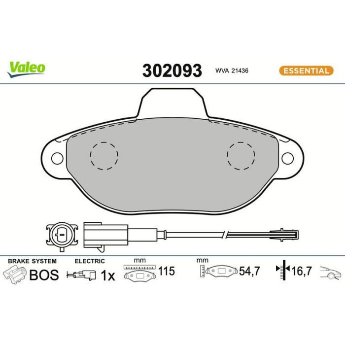 Valeo Bremsbelagsatz 302093 Valeo Bremsbelagsatz 302093
