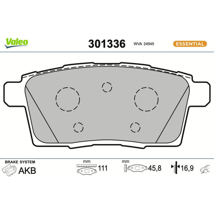 Valeo Bremsbelagsatz 301336 Valeo Bremsbelagsatz 301336