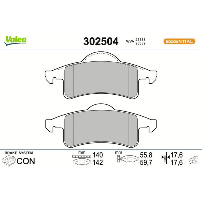 Valeo Bremsbelagsatz 302504 Valeo Bremsbelagsatz 302504