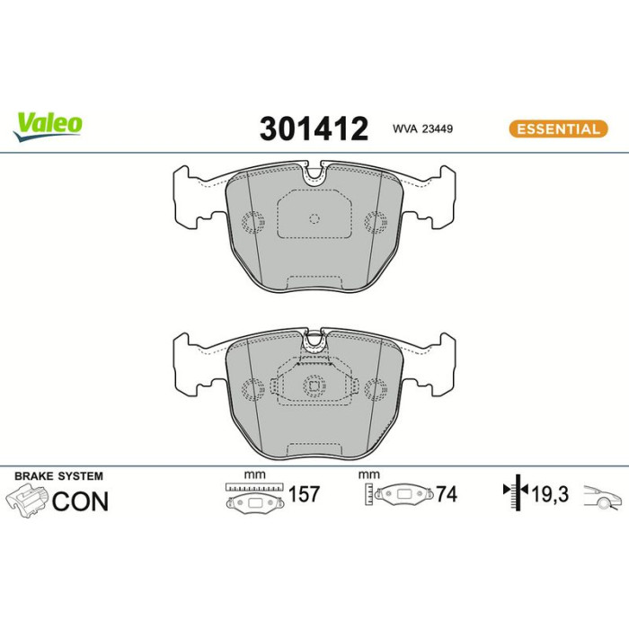 Valeo Bremsbelagsatz 301412 Valeo Bremsbelagsatz 301412