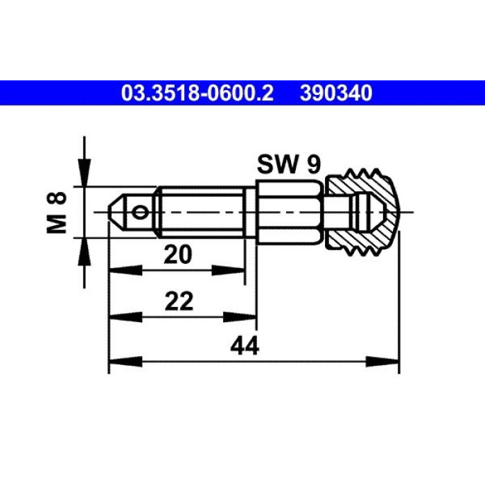 ATE Entlüftungsschraube / Entlüftungsventil 03.3518-0600.2 ATE Entlüftungsschraube / Entlüftungsventil 03.3518-0600.2