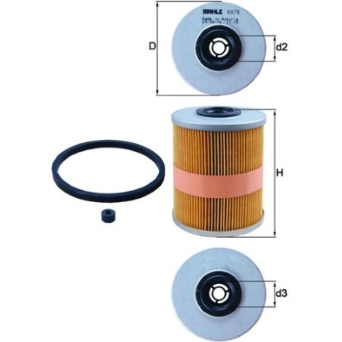 KX 78D MAHLE Kraftstofffilter KX 78D, Filtereinsatz, Höhe 92,1 mm – u. a. für Opel Astra G Caravan (T98), G CC (T98), G Stufenheck (T98) – OE Nummer 00818531 - l