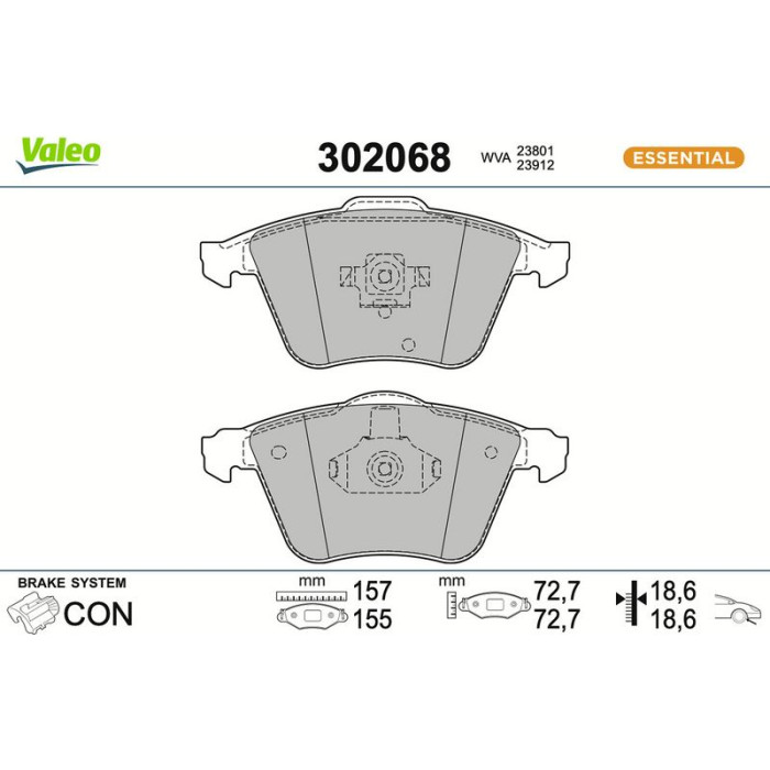 Valeo Bremsbelagsatz 302068 Valeo Bremsbelagsatz 302068