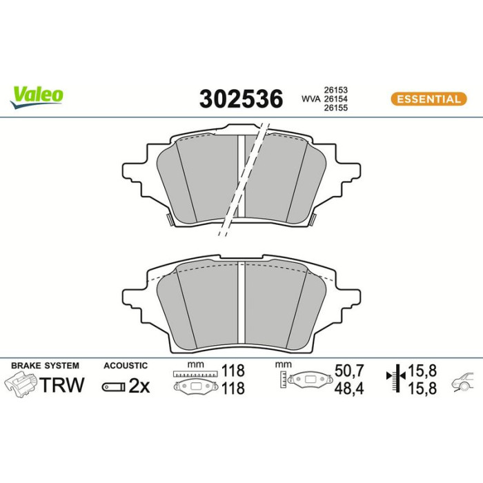 Valeo Bremsbelagsatz 302536 Valeo Bremsbelagsatz 302536