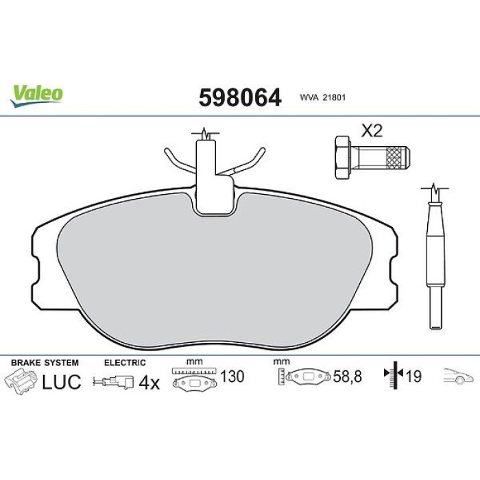 Valeo Bremsbelagsatz 598064 Valeo Bremsbelagsatz 598064