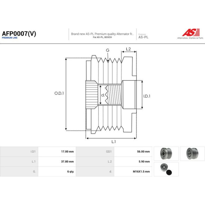 AFP0007(V) AS-PL Lichtmaschinenfreilauf AFP0007(V)