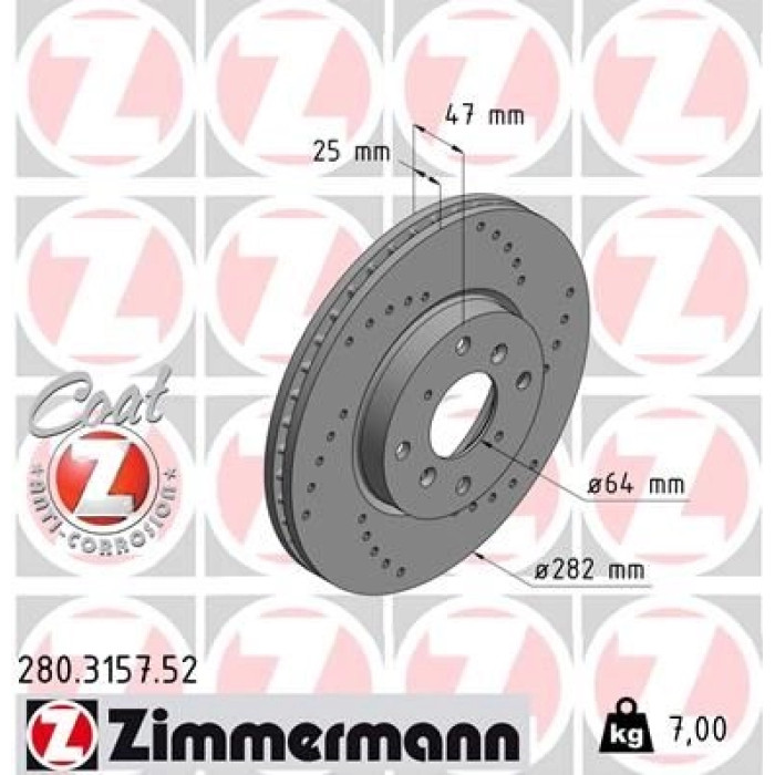 Zimmermann Bremsscheibe 280.3157.52 Zimmermann Bremsscheibe 280.3157.52