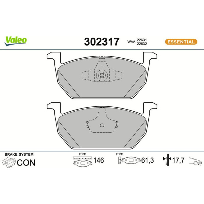 Valeo Bremsbelagsatz 302317 Valeo Bremsbelagsatz 302317