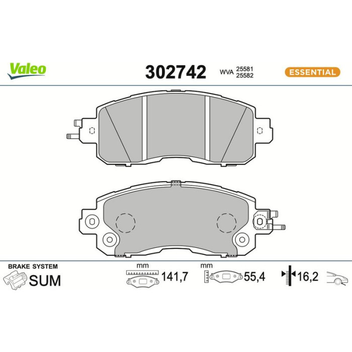 Valeo Bremsbelagsatz 302742 Valeo Bremsbelagsatz 302742