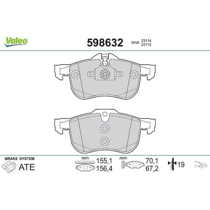 Valeo Bremsbelagsatz 598632 Valeo Bremsbelagsatz 598632