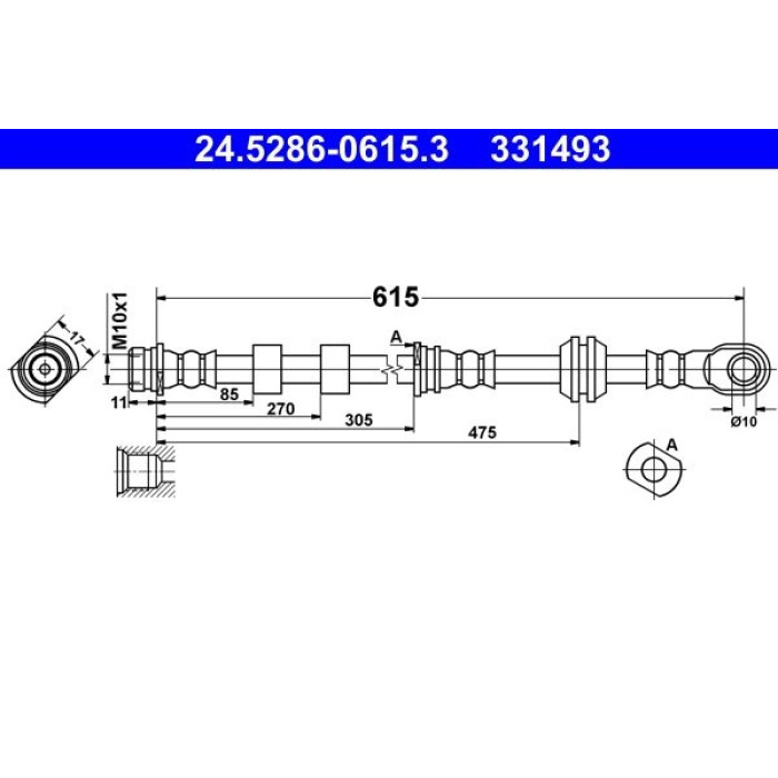 ATE Bremsschlauch 24.5286-0615.3 ATE Bremsschlauch 24.5286-0615.3