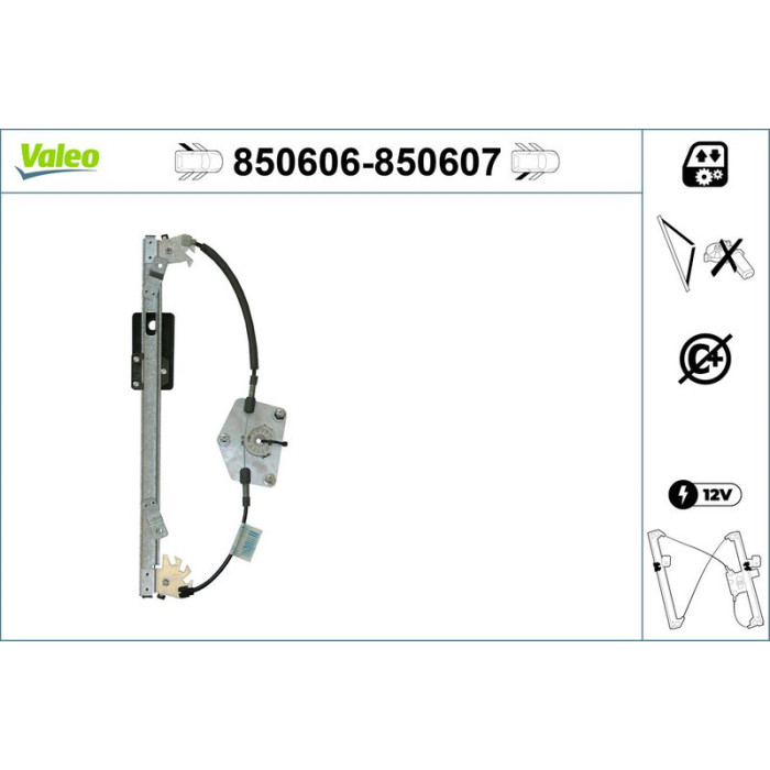 VALEO 850606 Fensterheber hinten links, elektrisch, ohne Komfortfunktion, ohne Motor VALEO 850606 Fensterheber hinten links, elektrisch, ohne Komfortfunktion, ohne Motor