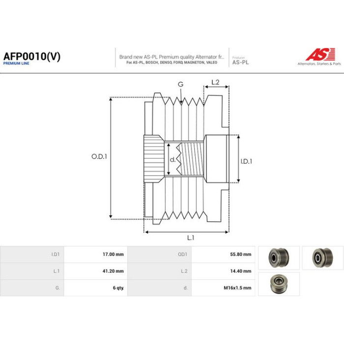 AFP0010(V) AS-PL Lichtmaschinenfreilauf AFP0010(V) AFP0010(V) AS-PL Lichtmaschinenfreilauf AFP0010(V)