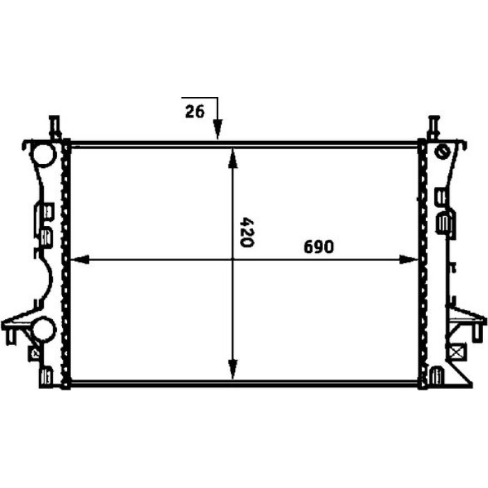 CR 459 000P MAHLE Motorkühler / Wasserkühler CR 459 000P, Automatikgetriebe, mit Klimaanlage, Netz 690 x 420 x 26 mm – u. a. für Renault Laguna II Grandtour (KG0/1_), II (BG0/1_), Espace IV (JK0/1_) – OE Nummer 7711134656 - l