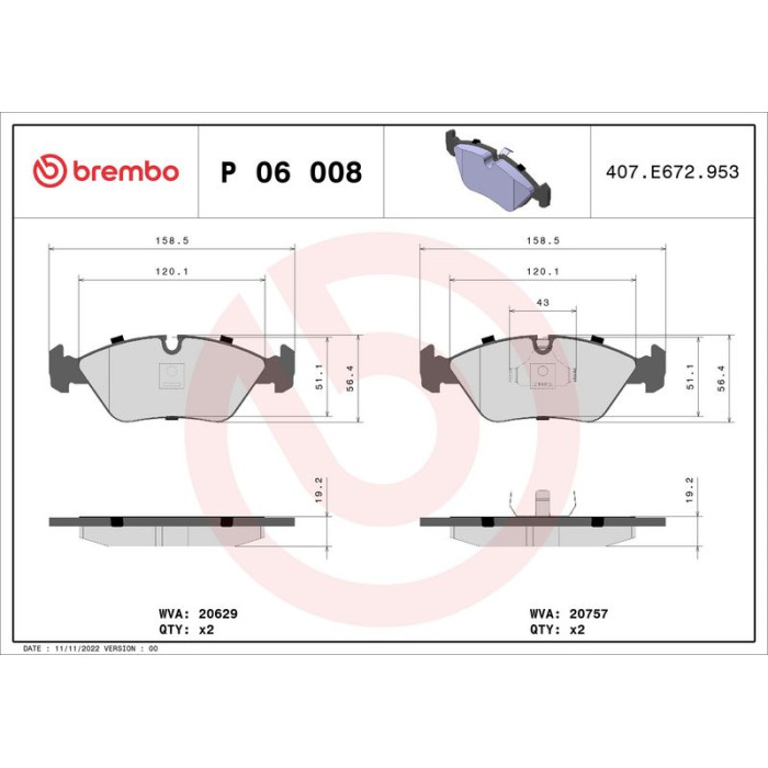 BREMBO Bremsklötze VA P 06 008 BREMBO Bremsklötze VA P 06 008
