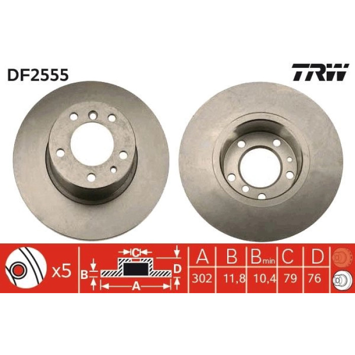 TRW Bremsscheibe BMW E34 87-95 DF2555 TRW Bremsscheibe BMW E34 87-95 DF2555