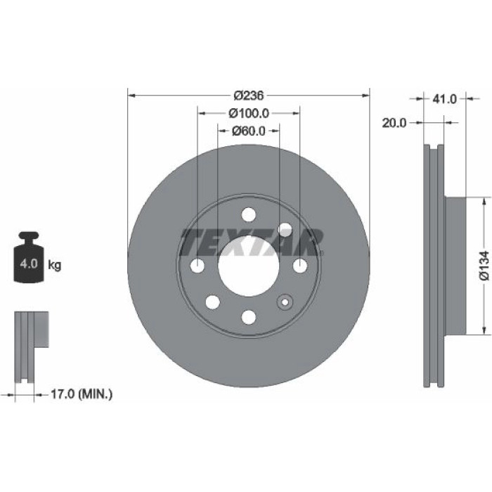 Textar Bremsscheibe 92029603 Textar Bremsscheibe 92029603