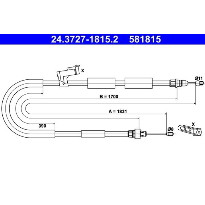 ATE Handbremsseil 24.3727-1815.2 ATE Handbremsseil 24.3727-1815.2