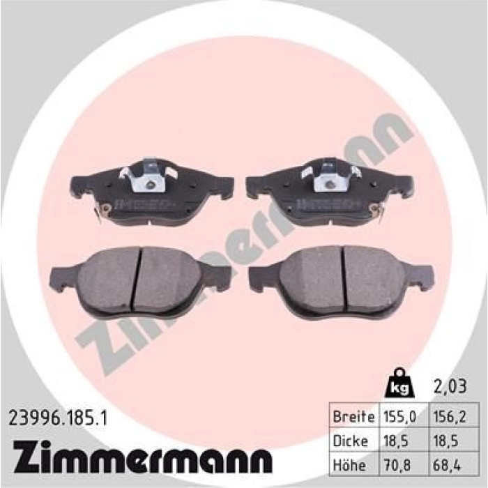 23996.185.1 ZIMMERMANN Bremsbeläge 23996.185.1