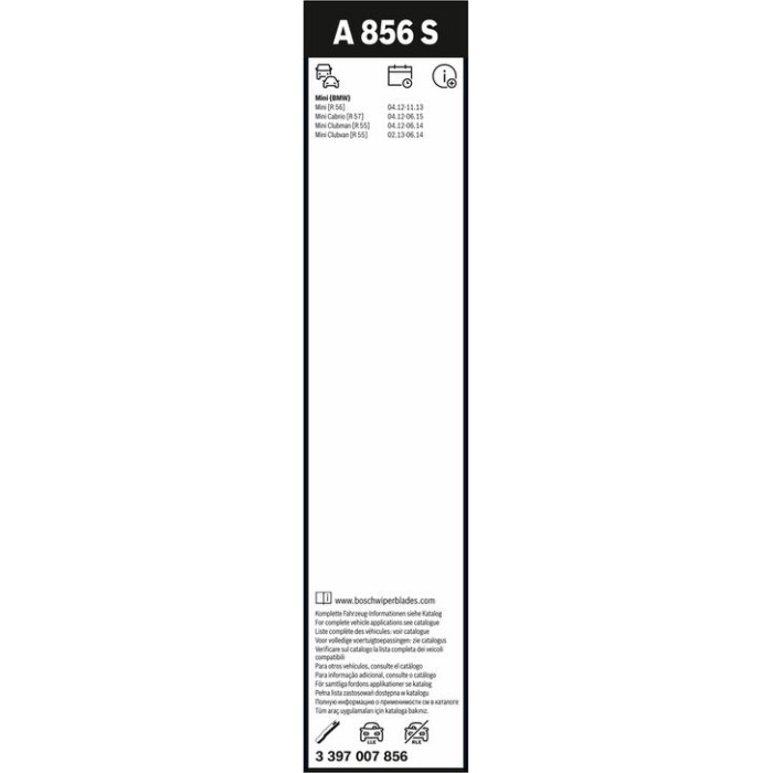 3397007856 Bosch Aerotwin A856S Scheibenwischer-Set vorne – 450/475 mm – 2 Stück – 3397007856
