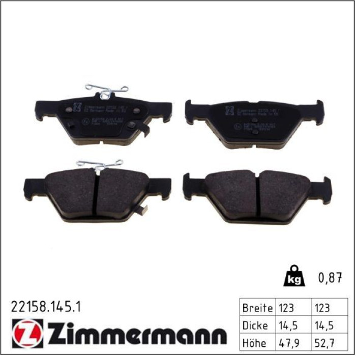 ZIMMERMANN Bremsbeläge 22158.145.1 ZIMMERMANN Bremsbeläge 22158.145.1