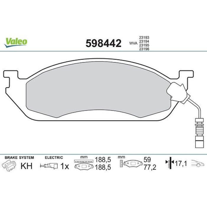 Valeo Bremsbelagsatz 598442 Valeo Bremsbelagsatz 598442