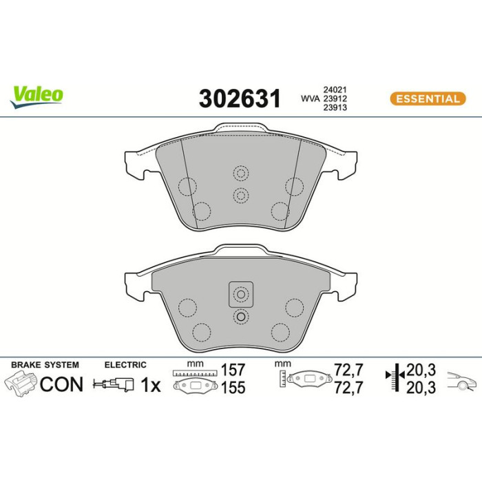 Valeo Bremsbelagsatz 302631 Valeo Bremsbelagsatz 302631