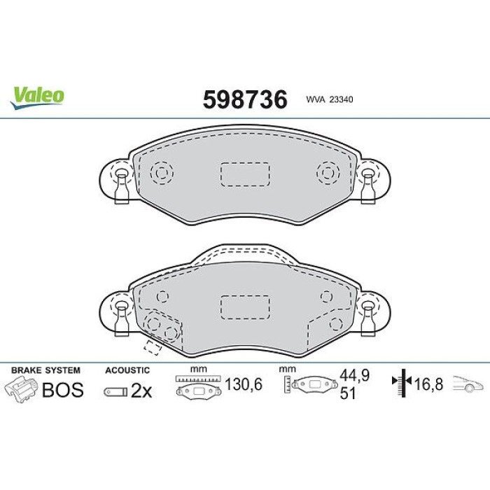 Valeo Bremsbelagsatz 598736 Valeo Bremsbelagsatz 598736
