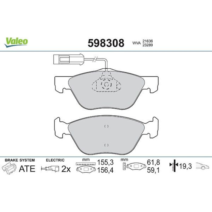 Valeo Bremsbelagsatz 598308 Valeo Bremsbelagsatz 598308