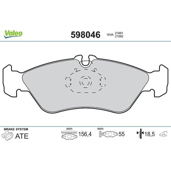 Valeo Bremsbelagsatz 598046 Valeo Bremsbelagsatz 598046