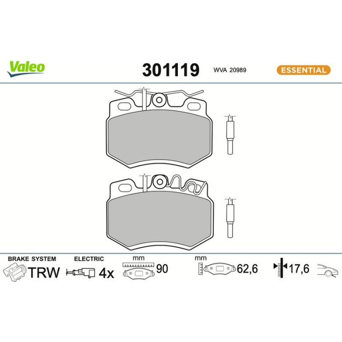 301119 Valeo Bremsbelagsatz 301119 301119 Valeo Bremsbelagsatz 301119