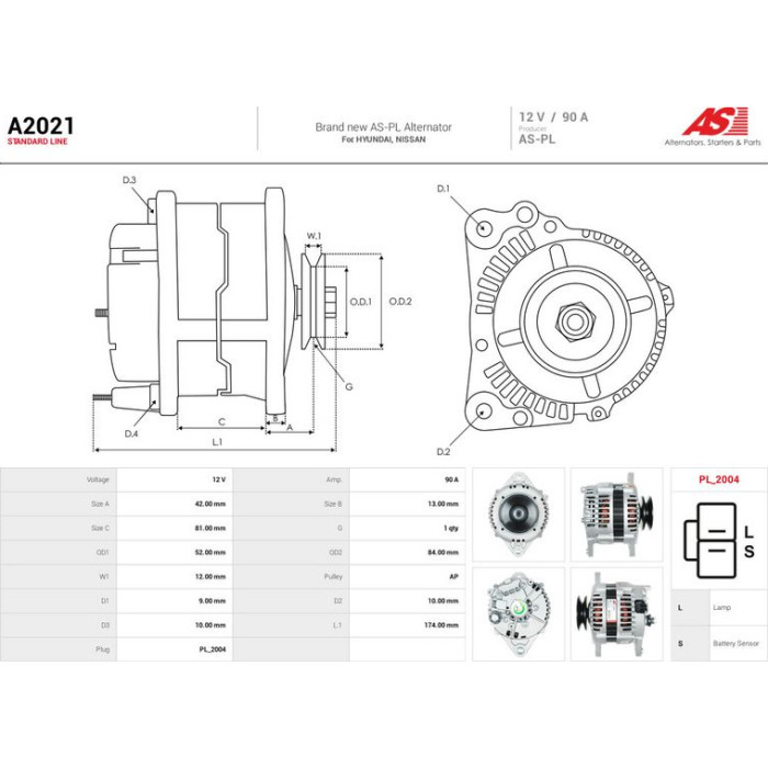 A2021 AS-PL Lichtmaschine (Generator) A2021