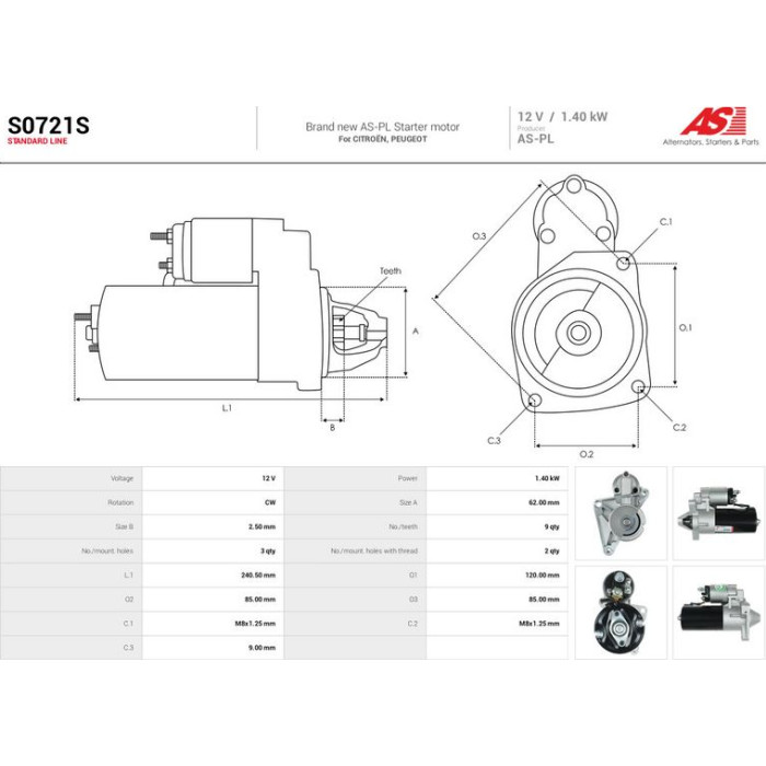 AS-PL Anlasser S0721S