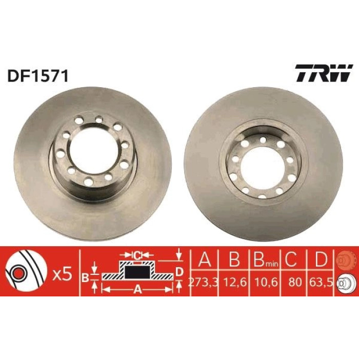 TRW Bremsscheibe DF1571 TRW Bremsscheibe DF1571
