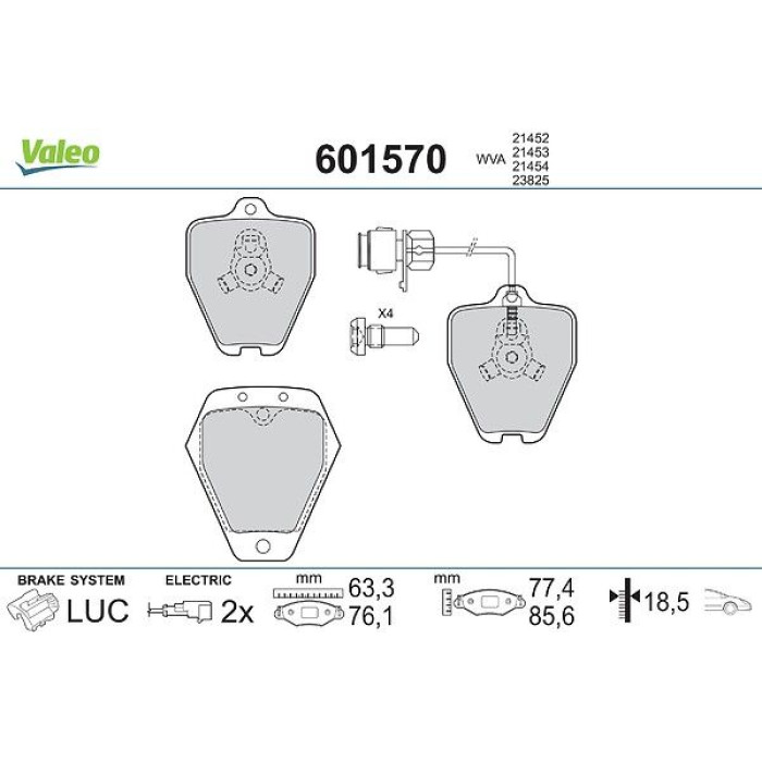 Valeo Bremsbelagsatz 601570 Valeo Bremsbelagsatz 601570