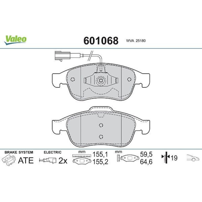 Valeo Bremsbelagsatz 601068 Valeo Bremsbelagsatz 601068