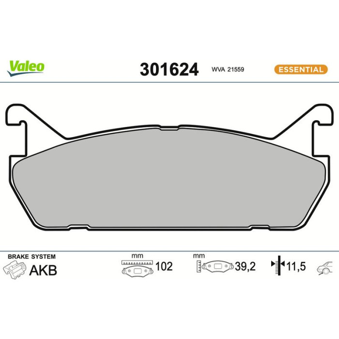 Valeo Bremsbelagsatz 301624 Valeo Bremsbelagsatz 301624